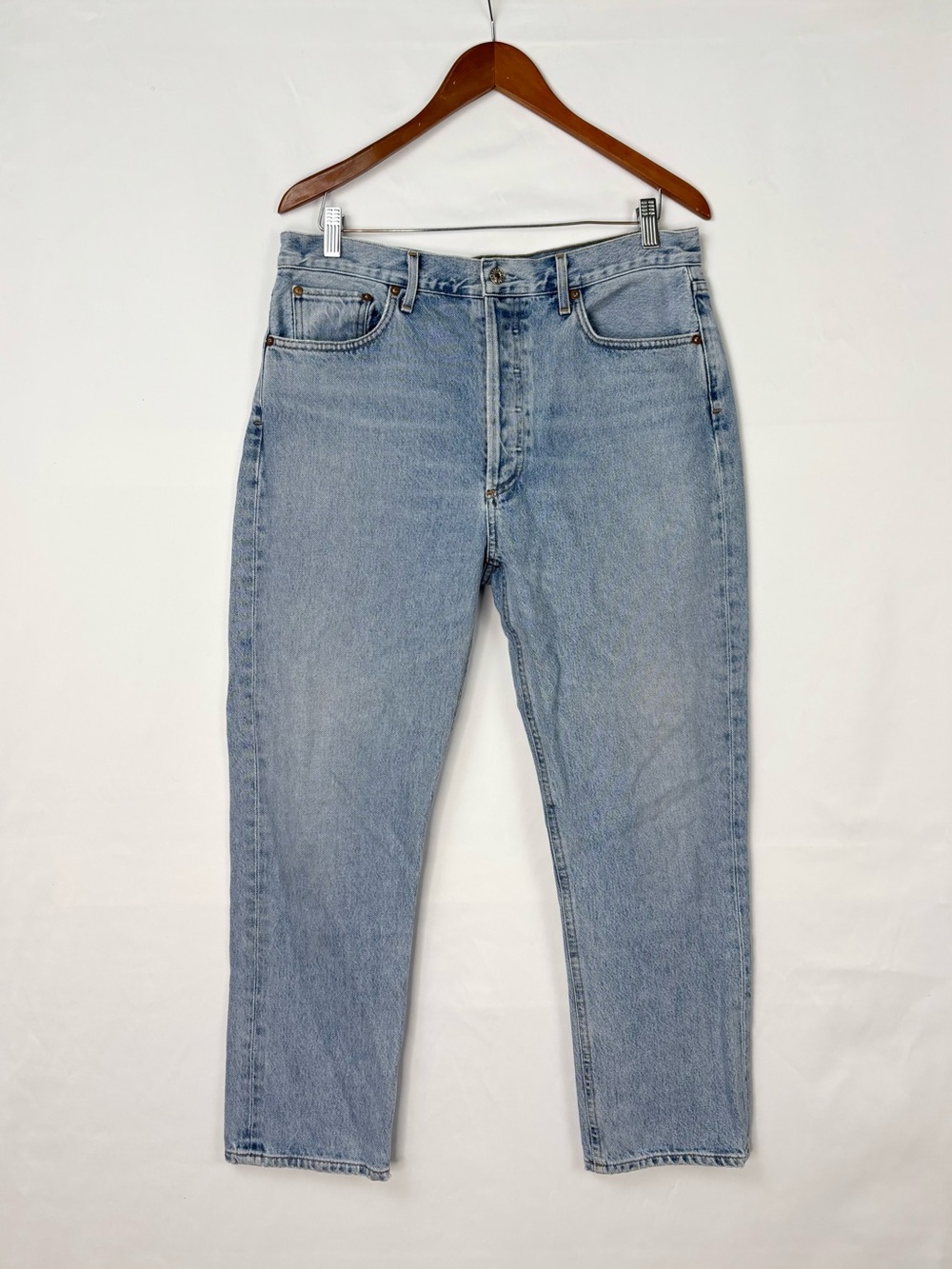 AGOLDE Riley High Rise Straight Leg Jean Size 32 Light Wash Cotton Women